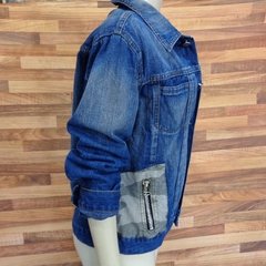 jaqueta jeans oversized bolsos camuflados na internet