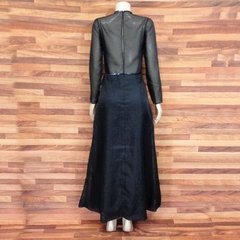 Imagem do vestido longo preto bordado vintage
