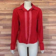 camisa vermelha em algodão cm bordado - comprar online