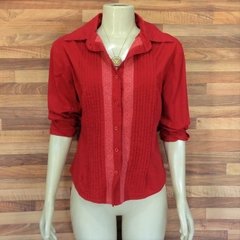 camisa vermelha em algodão cm bordado na internet