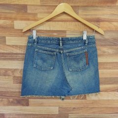 mini saia jeans caveira - Mamá Shop Brechó