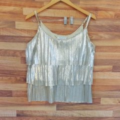 blusa metalizada prata forever 21 - Mamá Shop Brechó