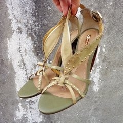 sandália verde com dourado dumond - loja online