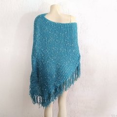 poncho em tricot azul petróleo na internet