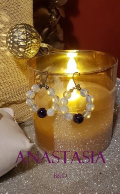 Aros Amatista y Moonstone - tienda online