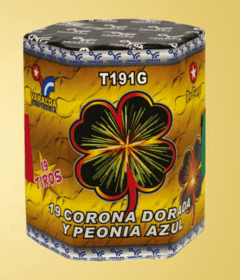 T191G 19 CORONA DORADA Y PEONIA AZUL