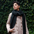 Wool & Cotton shawl scarf - Black - online store