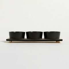 Set 3 copetinero porcelana base bamboo - comprar online