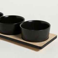 Set 3 copetinero porcelana base bamboo en internet