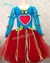 Vestido Azul e Vermelho da Coleção Bate Coração - loja online