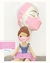 KIT Máscara Infantil 3D + Máscara boneca (o) - Rosa Bebê Poá