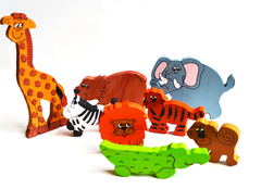 SET DE MADERA ANIMALES SALVAJES