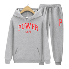 Conjunto Moletom Power Blusa Canguru + Calça Grey & Red - comprar online