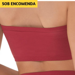 Sem aro, sem espuma e sem fecho. Veste do 40 ao 46. Cores: Pérola, Marinho, Preto, Goiaba, Vinho-Barolo, Bege-Rosado, Azul-Bebê e Uva.