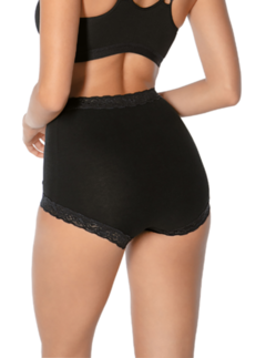 Calcinha Clássica Secret DeMillus, em cotton elástico, detalhes em renda.