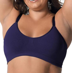 Sutiã Conforto Ultraleve Plus, Sem costura, Sem fecho, Alças largas, Plus Size.