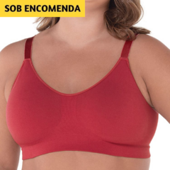 Sutiã DeMillus plus size sem aro, sem espuma e sem fecho. Alças mais largas para melhor sustentação. Veste do 48 ao 52. Cores: Pérola, Marinho, Preto, Goiaba, Vinho-Barolo, Bege-Rosado, Azul-Bebê e Uva.