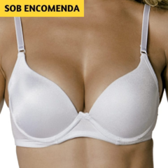 Sutiã Super-Up Miracle 069827. Taças em espuma moldada com volume interno, com aro. Eleva e aumenta visualmente o seios. Em elastano light. Cores: Branco, Preto e Bege. Tamanho: 40, 42, 44 e 46.