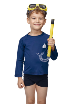 Blusa de Praia Infantil UV DeMillus, bloqueia até 98% entrada raios UVA e UBV
