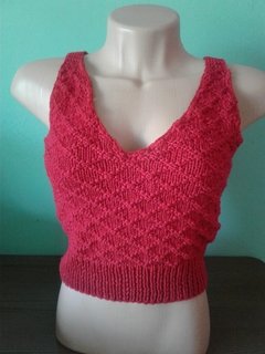 Regata de tricô | Cropped Crochê Tricô Vermelho