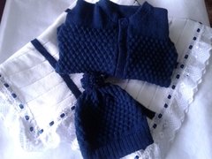 Saída de Maternidade Azul Marinho e Branco - Ateliê Artetramas Tricô | Toucas e Luvas de Tricô Compre Sem Sair de Casa