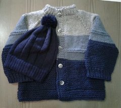 Conjunto Casaquinho e Touca tricô para bebê até 18 meses - Ateliê Artetramas Tricô | Toucas e Luvas de Tricô Compre Sem Sair de Casa