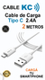 Imagen de Cable Usb Cargador Largo 2 Mt KC