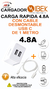 Cargador Ibek Fast charger 4.8a con cable Dual Usb - ONCELULAR 