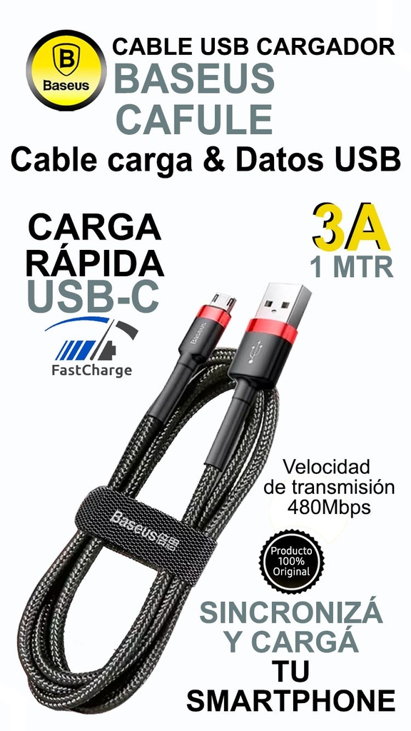 Cable Tipo C Usb 3.1 Carga Rapida Ultraresistente 1 Metro