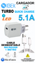 Cargador Ibek Fast charger 5.1a con cable Microusb - comprar online