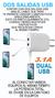 Cargador Pro21 Home charger 3.1a con cable Dual Usb - ONCELULAR 