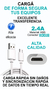 Cable Usb Cargador Largo 2 Mt KC en internet