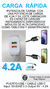 Cargador Fast charger 4.2a con cable Microusb Dual Usb en internet