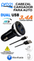 Cargador Auto PRO21 3.4A Celular Doble Puerto Usb Carga Rapida 5v - comprar online