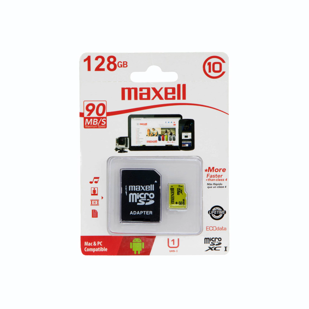 Memoria Micro SD 128GB Maxell con Adaptador Clase 10