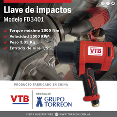 Llave de impactos encastre 3/4" marca VTB modelo FD3401