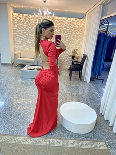 Vestido de Festa Vermelho Com Decote 