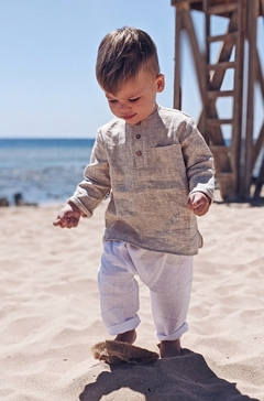 bata e calça de linho para bebê menino