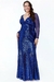 Vestido Sereia Azul Royal Paetês Plus Size Madrinha