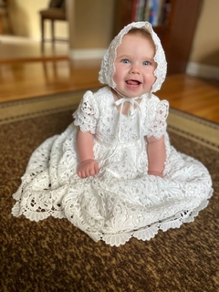 Vestido Bebê Batizado com Touca