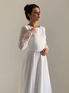 Vestido Noiva Clean Seda Bordado - Atelier CV Couture