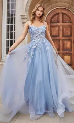 vestido tule bordado princesa debutante azul serenity