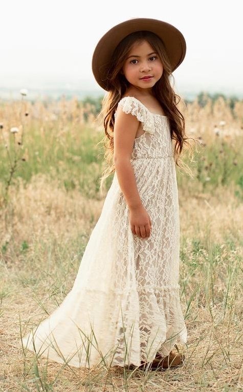 Vestido boho de renda para menina Bohemia branco