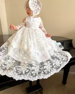 Vestido Bebê Batizado Luxo Bordado - Atelier CV Couture