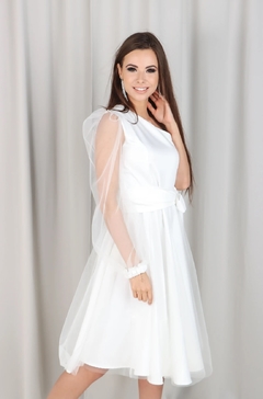 Vestido Noiva Midi Clean Tule - Atelier CV Couture