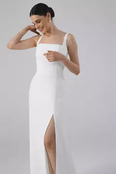 Vestido Noiva Evasê Fenda Minimalista - loja online