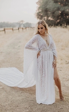 Vestido Noiva Boho Caftan Flare