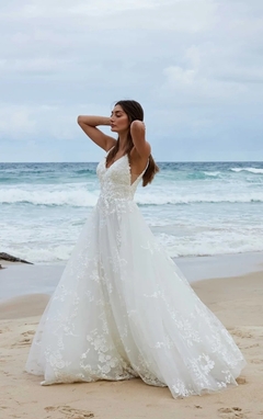vestido noiva boho chic princesa tule bordado praia