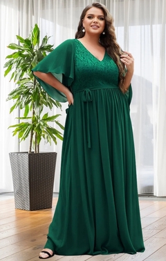 vestido festa plus size verde esmeralda