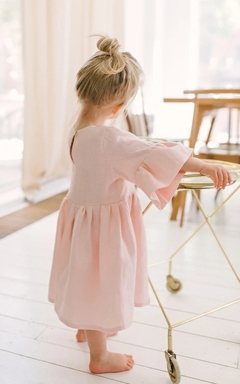 vestido infantil linho rosa claro